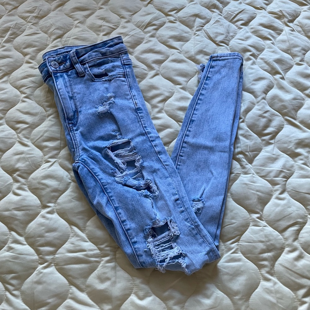 AMERICAN EAGLE OUTFITTERS womens super skinny high rise jeggings size 0